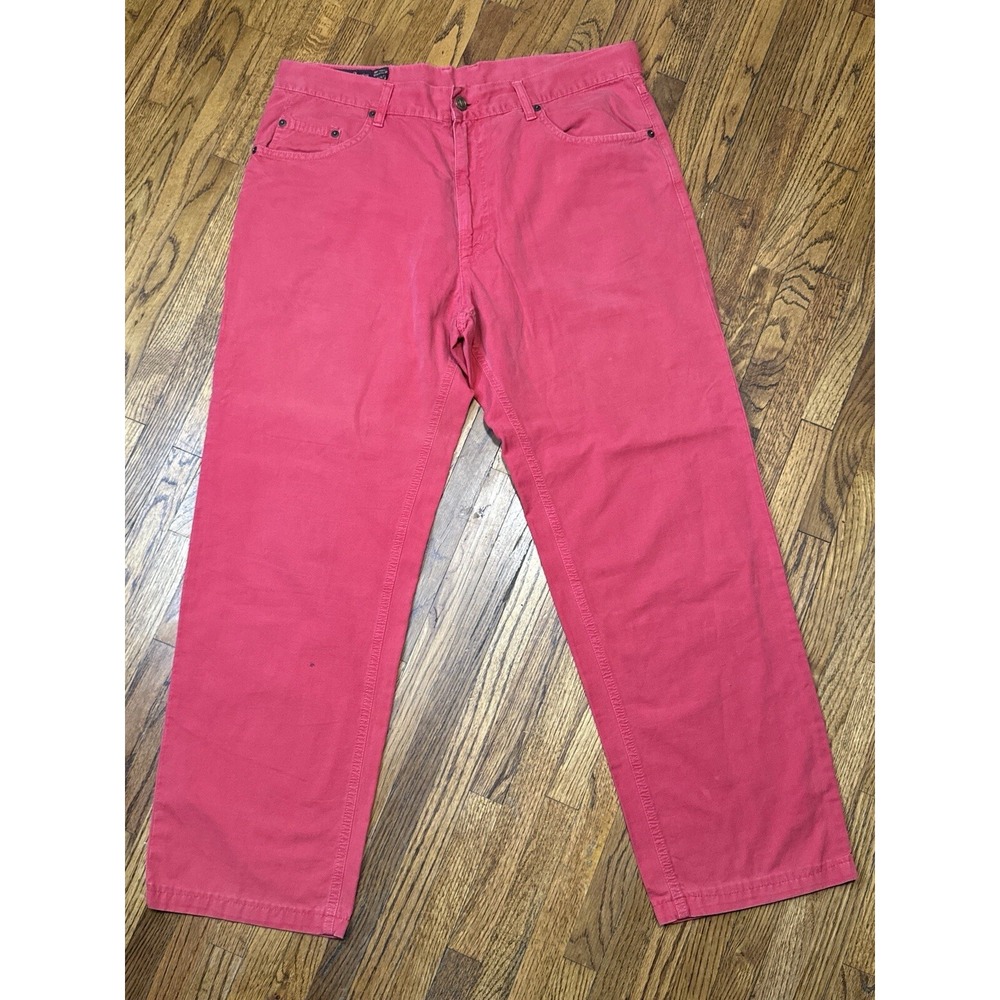 Vintage 90s Marlboro Classics Canvas Pants Red Straight Leg Workwear 34x30